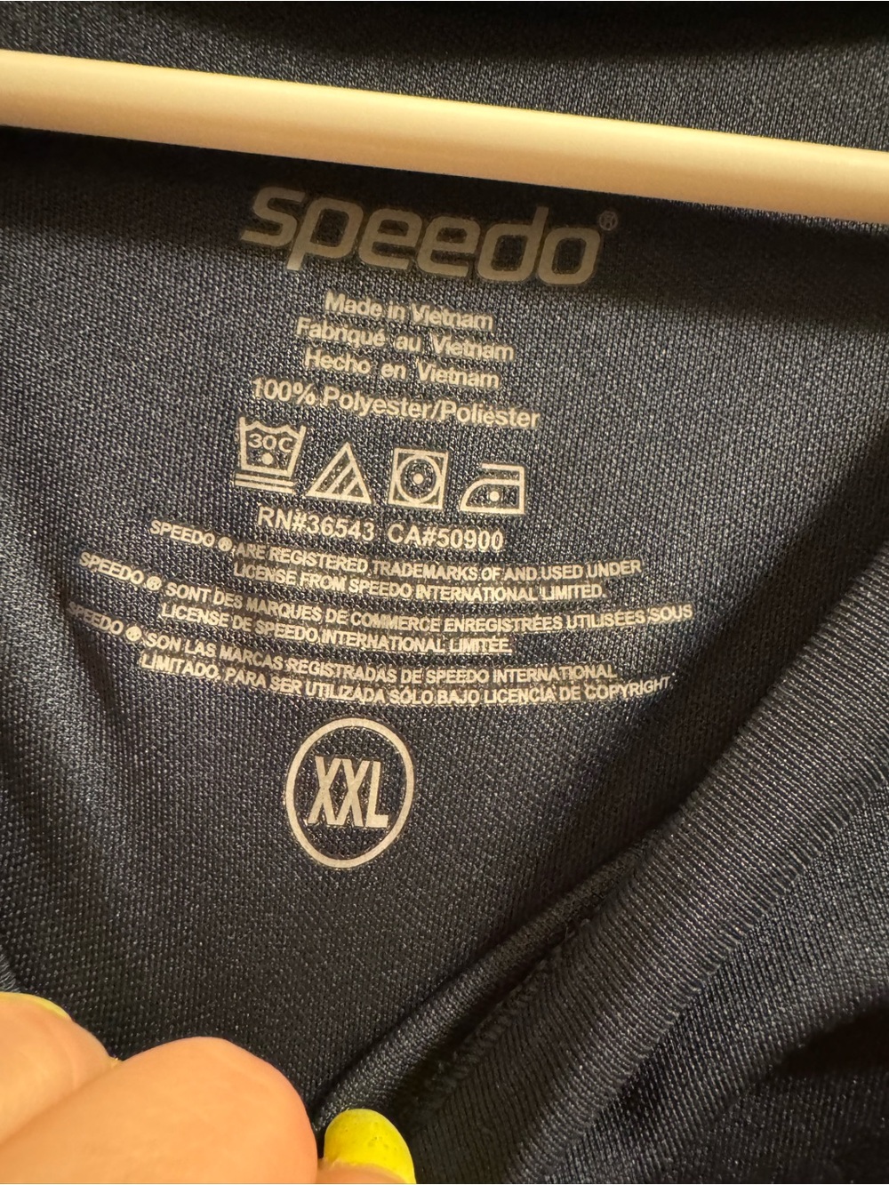 Speedo Navy Rash Guard with Lime Stitching - Picture 3 of 3